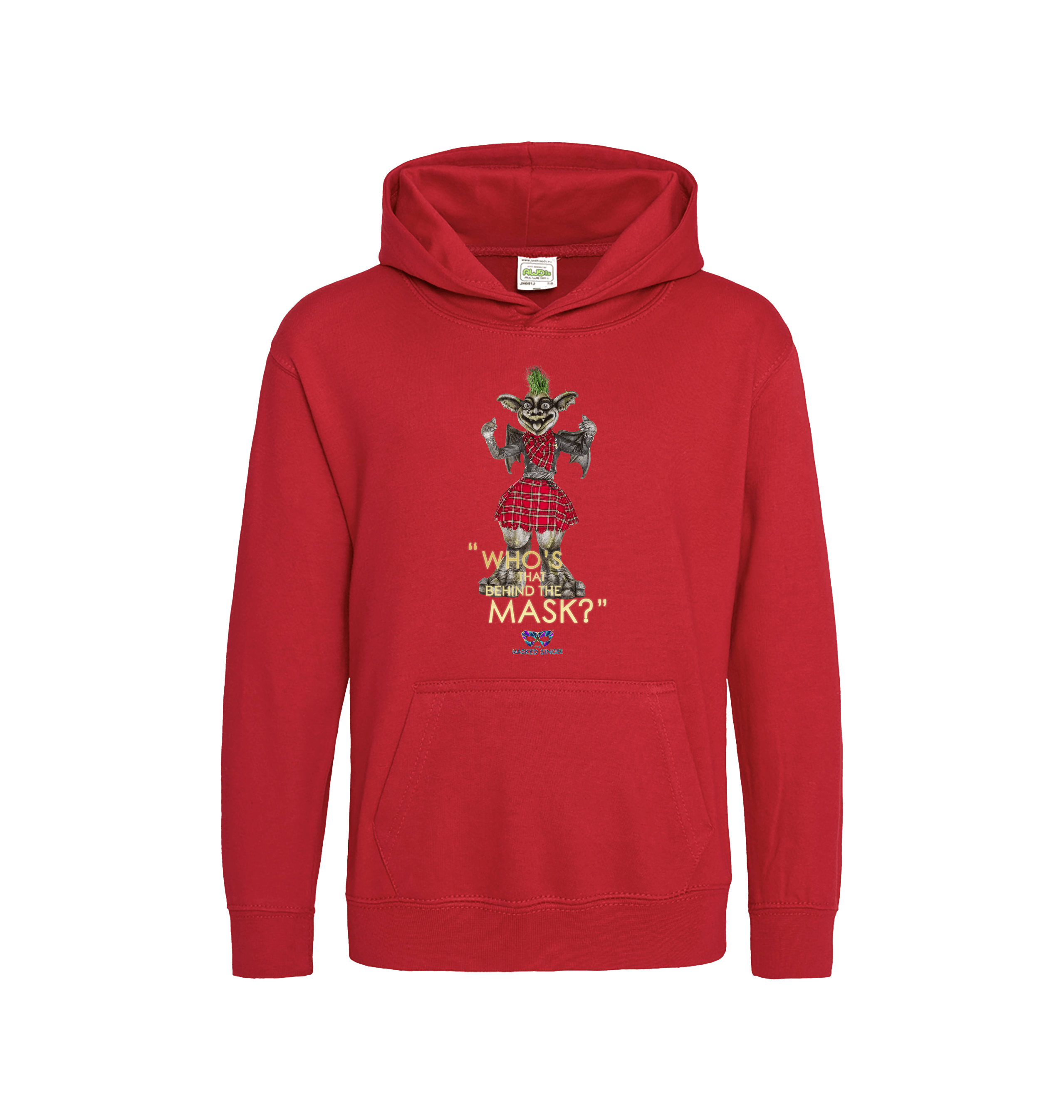 Fire Red Printed Kids Hoodie Front